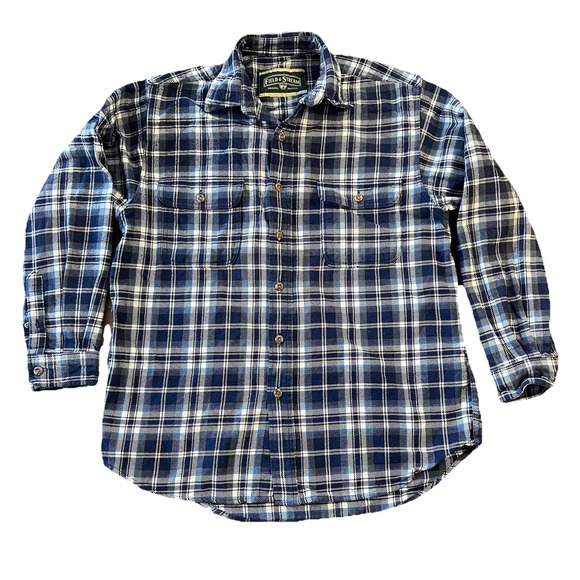 Field & Stream Other - Vtg Field & Stream Heavy Duty Plaid Flannel Button Up Long Sleeve Shirt L Blue